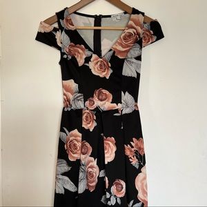 Multi-Colored Floral High-Low Fit And Flare Summer Dress